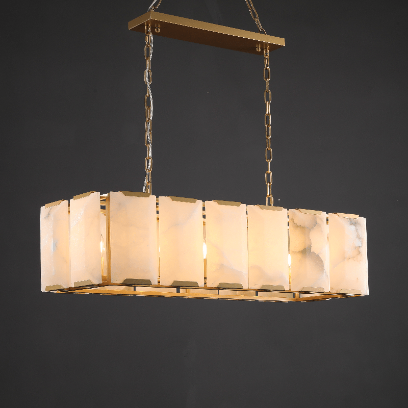 Harlow Calcite Rectangle Chandelier-Nobipets