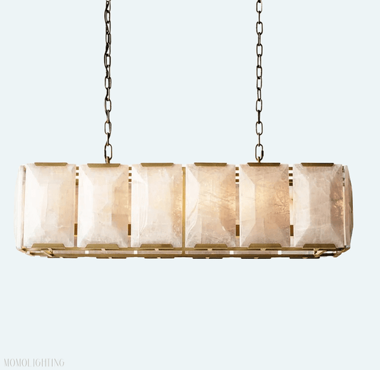 Harlow Calcite Rectangular Chandelier 42"-Nobipets
