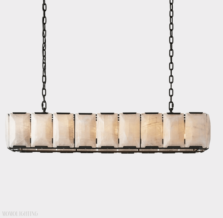 Harlow Calcite Rectangular Chandelier 55"-Nobipets