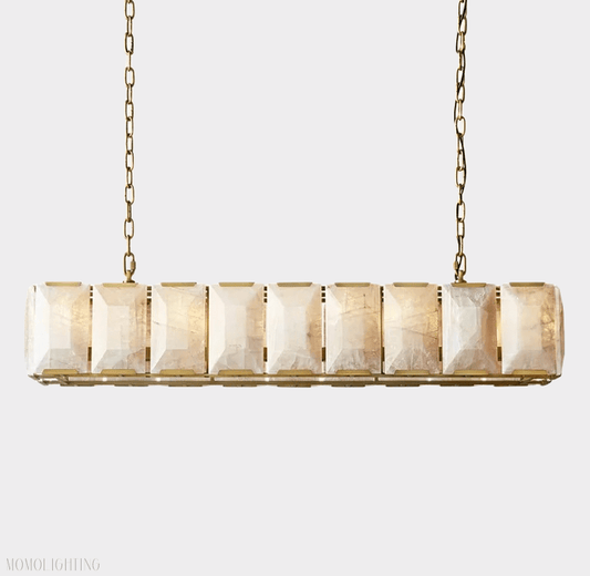 Harlow Calcite Rectangular Chandelier 55"-Nobipets