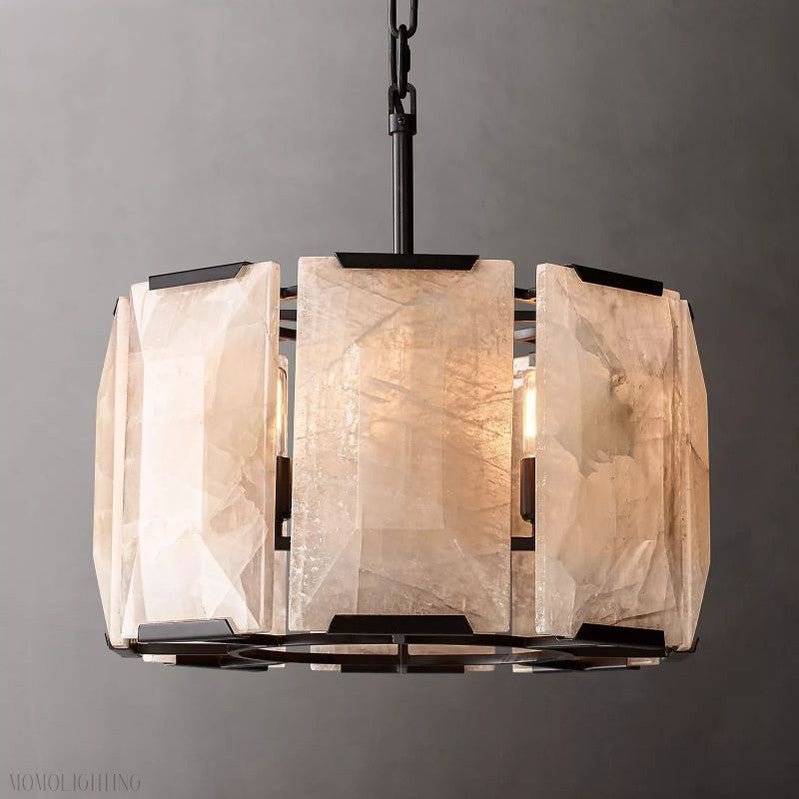 Harlow Calcite Round Chandelier-Nobipets