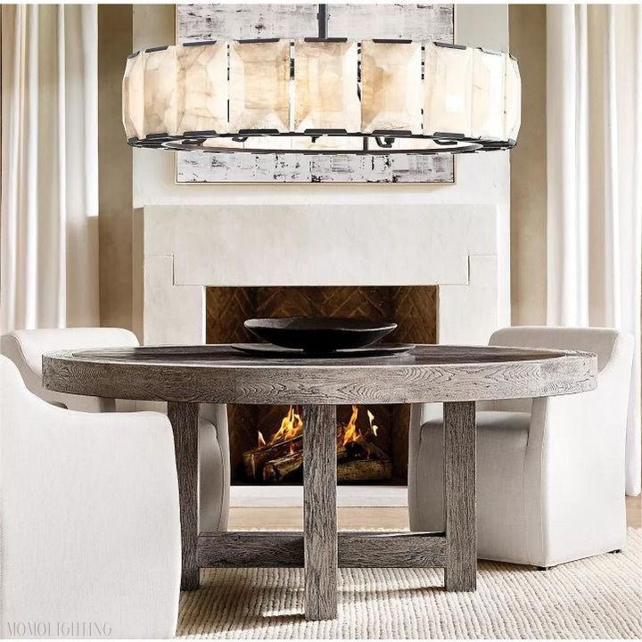 Harlow Calcite Round Chandelier-Nobipets