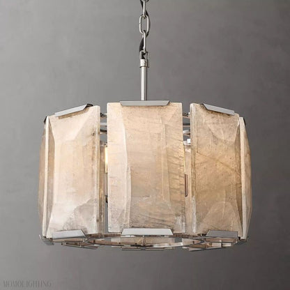 Harlow Calcite Round Chandelier-Nobipets