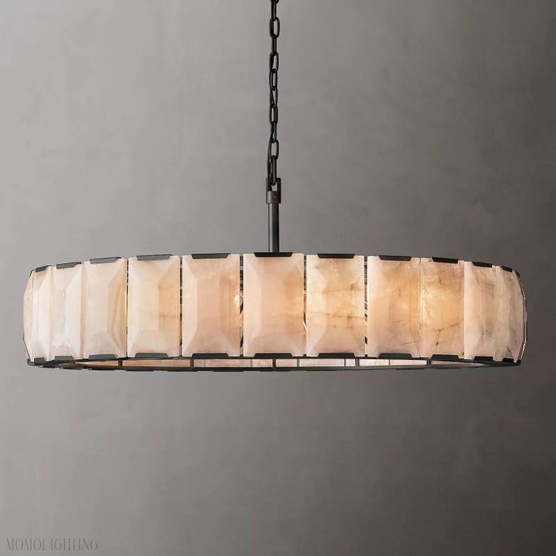 Harlow Calcite Round Chandelier-Nobipets