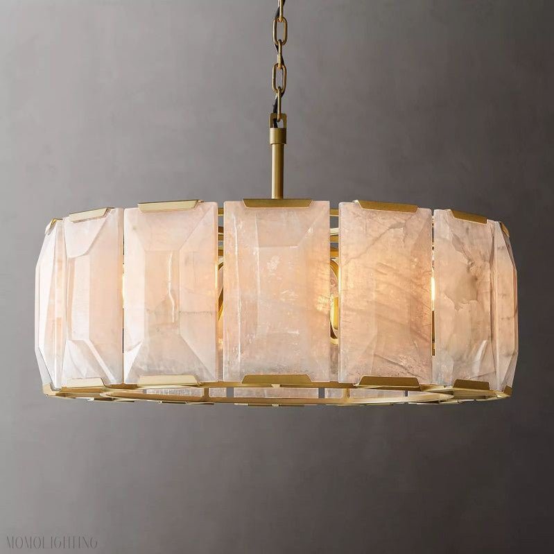 Harlow Calcite Round Chandelier-Nobipets