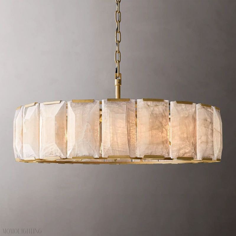 Harlow Calcite Round Chandelier-Nobipets