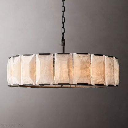 Harlow Calcite Round Chandelier-Nobipets