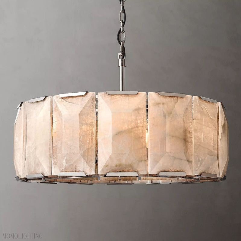 Harlow Calcite Round Chandelier-Nobipets