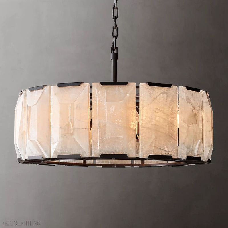Harlow Calcite Round Chandelier-Nobipets