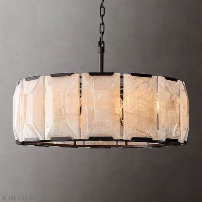 Harlow Calcite Round Chandelier-Nobipets