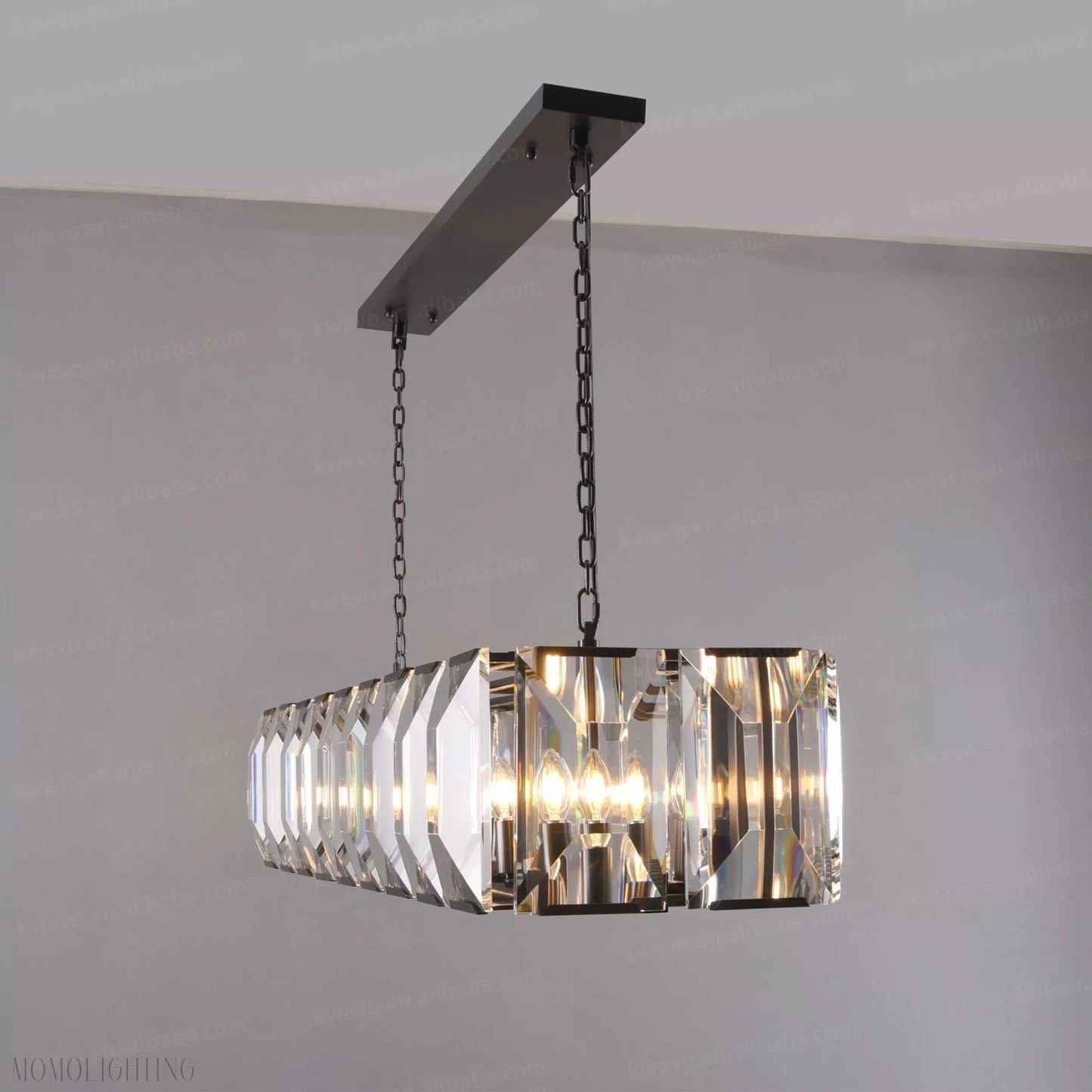 Harlow Multi Crystal Rectangular Chandelier-Nobipets