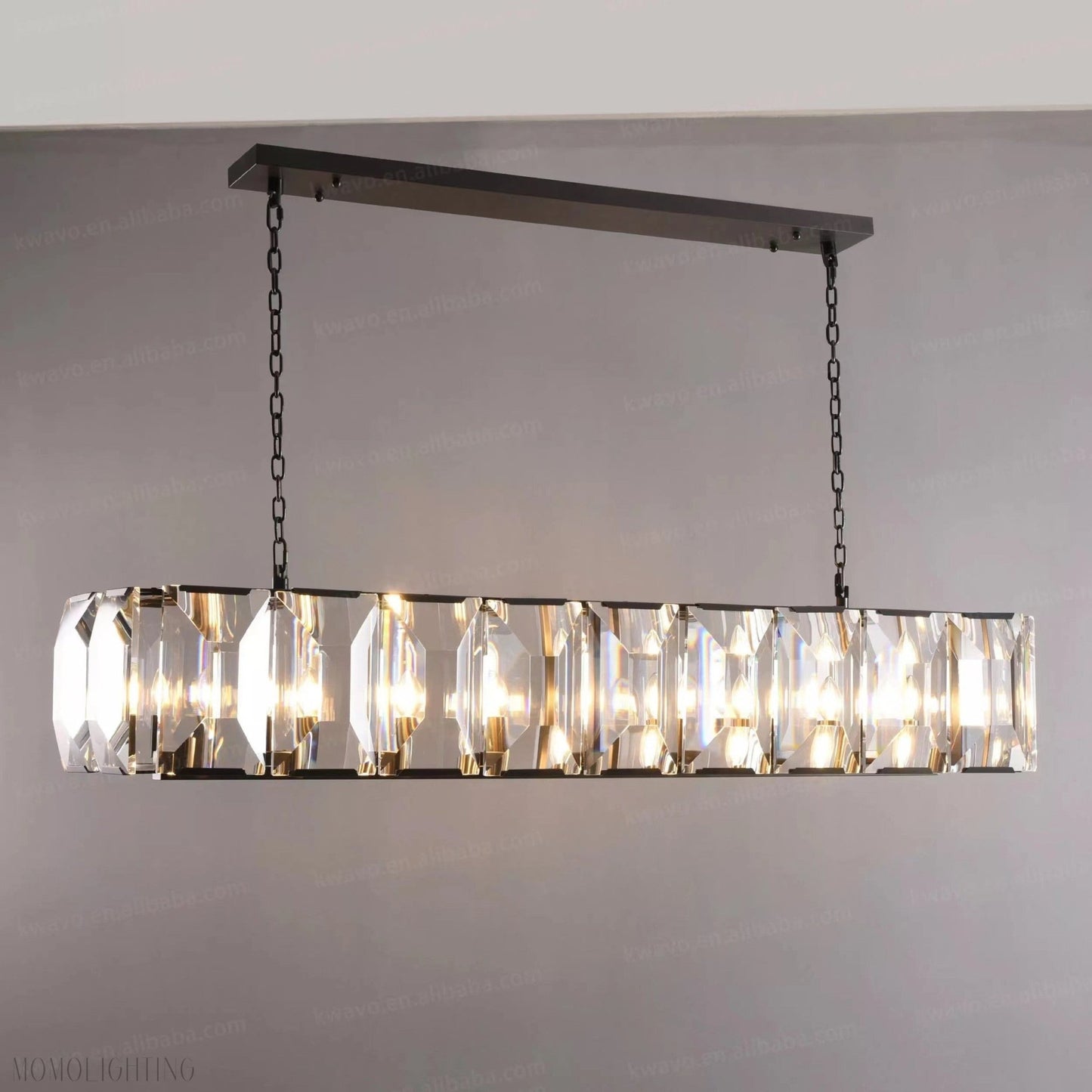 Harlow Multi Crystal Rectangular Chandelier-Nobipets