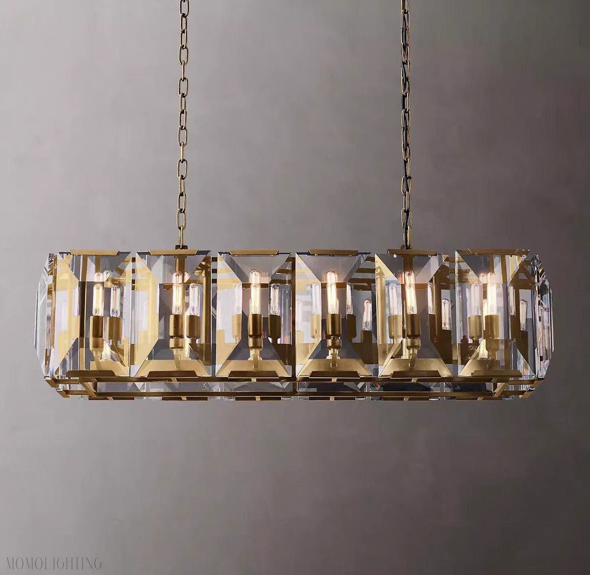 Harlow Multi Crystal Rectangular Chandelier-Nobipets
