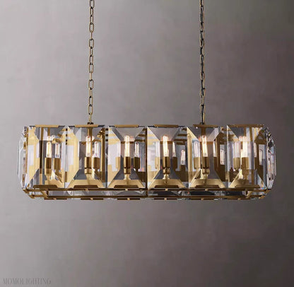 Harlow Multi Crystal Rectangular Chandelier-Nobipets