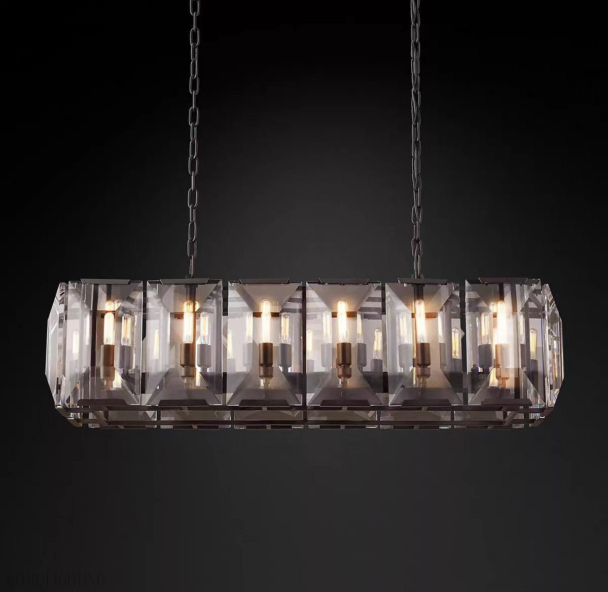 Harlow Multi Crystal Rectangular Chandelier-Nobipets