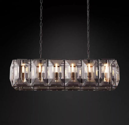 Harlow Multi Crystal Rectangular Chandelier-Nobipets
