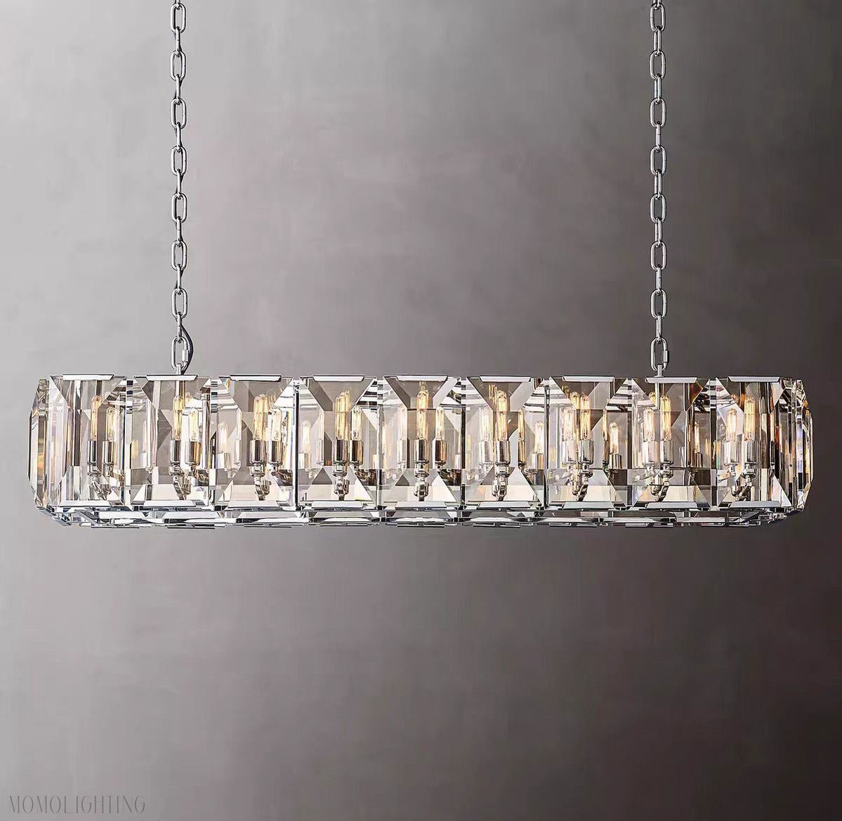 Harlow Multi Crystal Rectangular Chandelier-Nobipets