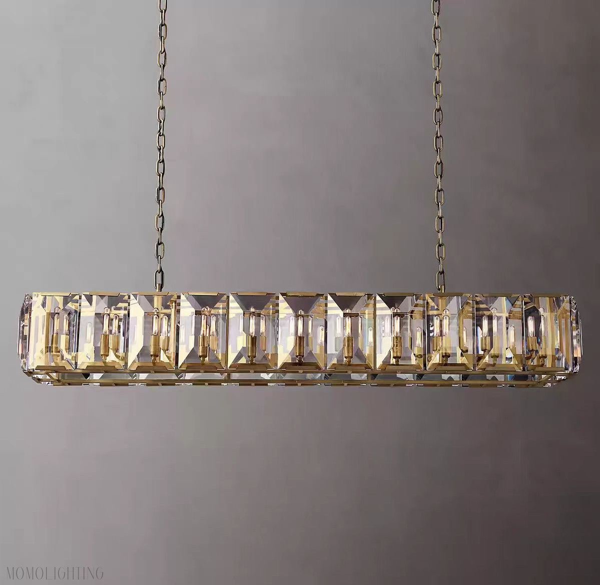 Harlow Multi Crystal Rectangular Chandelier-Nobipets