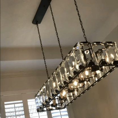 Harlow Multi Crystal Rectangular Chandelier-Nobipets