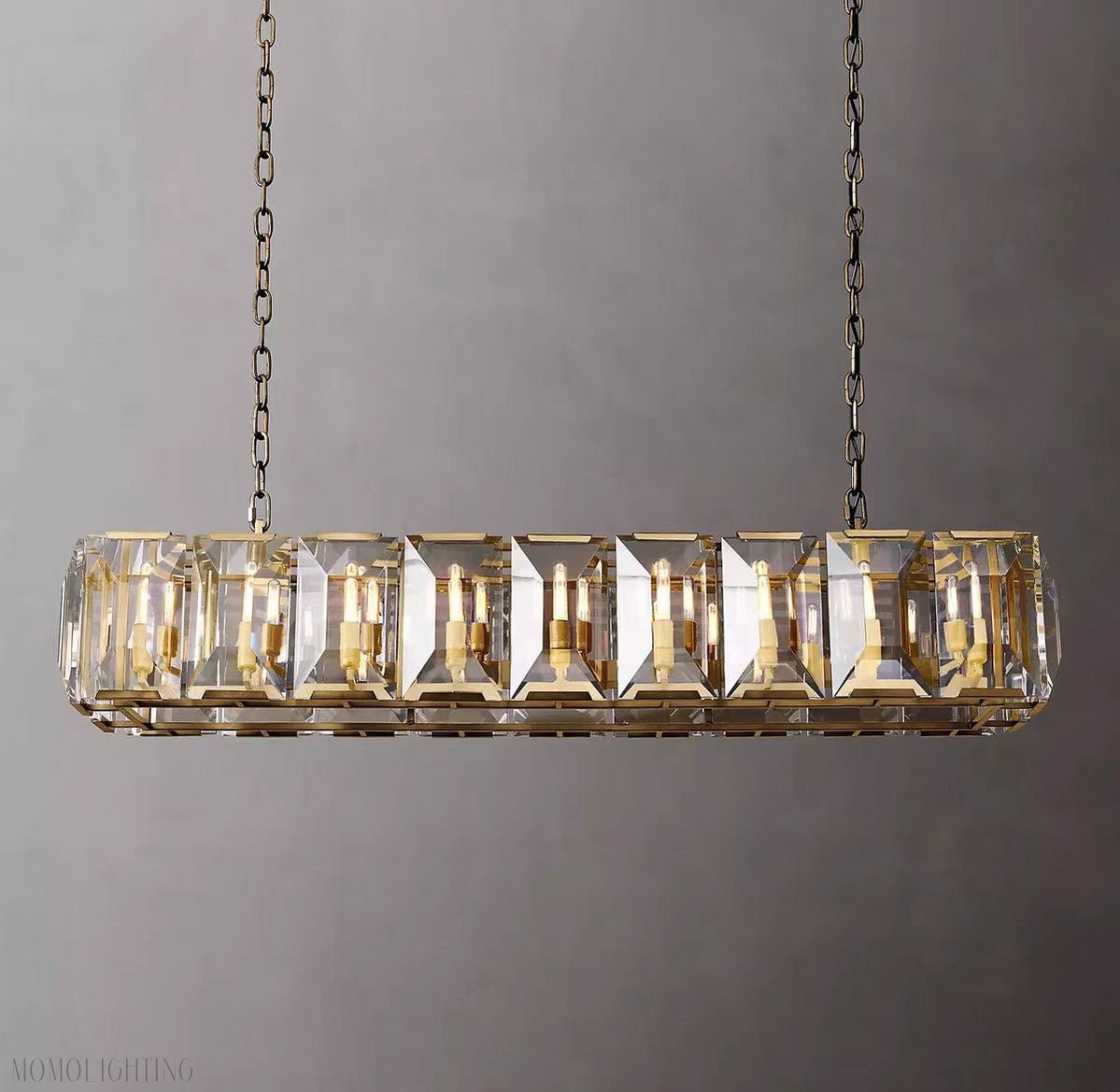 Harlow Multi Crystal Rectangular Chandelier-Nobipets