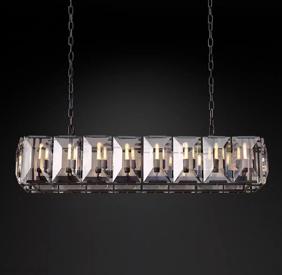 Harlow Multi Crystal Rectangular Chandelier-Nobipets