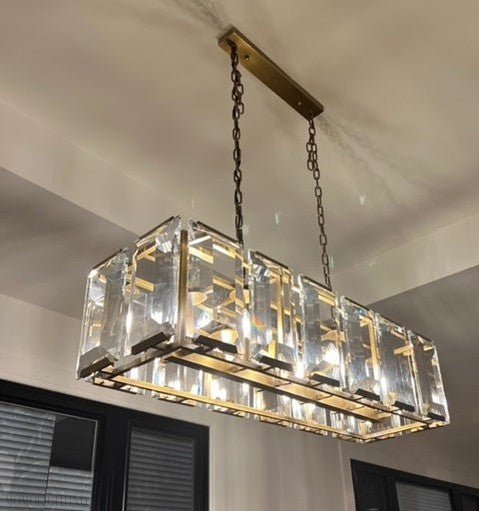 Harlow Multi Crystal Rectangular Chandelier-Nobipets