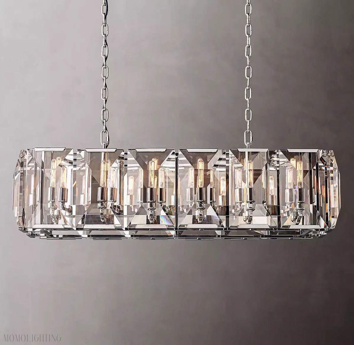 Harlow Multi Crystal Rectangular Chandelier-Nobipets