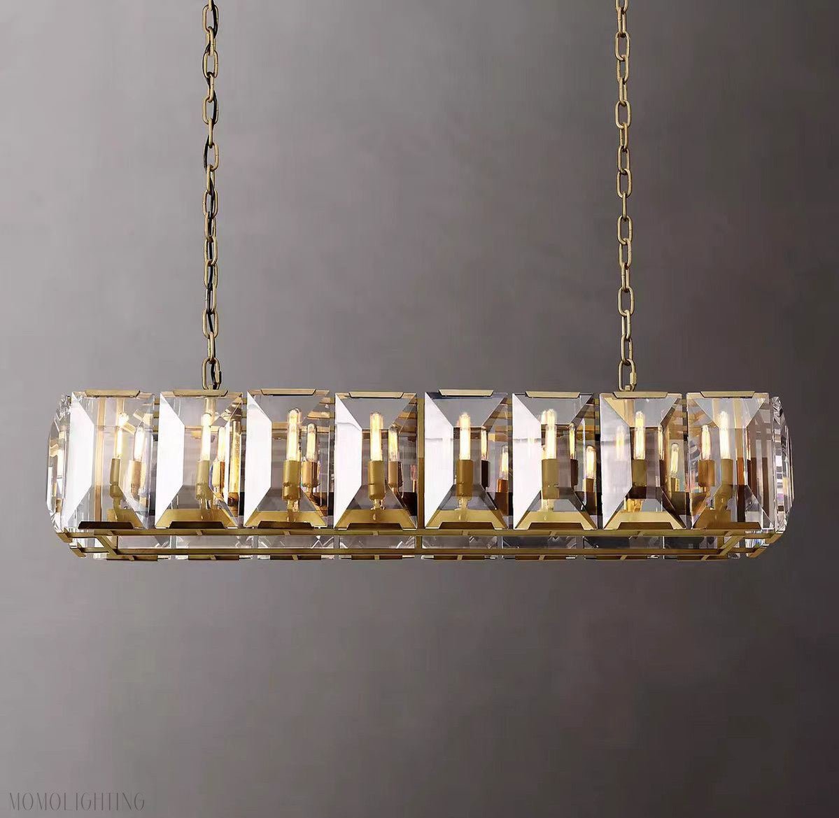 Harlow Multi Crystal Rectangular Chandelier-Nobipets