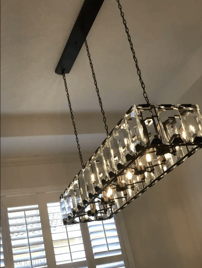Harlow Multi Crystal Rectangular Chandelier-Nobipets