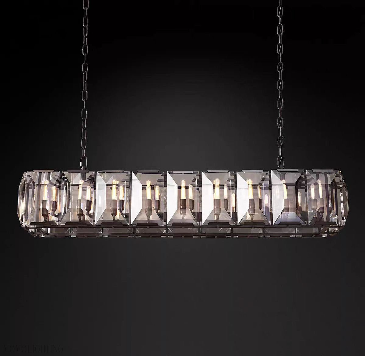 Harlow Multi Crystal Rectangular Chandelier-Nobipets