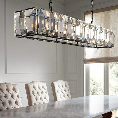 Harlow Multi Crystal Rectangular Chandelier-Nobipets