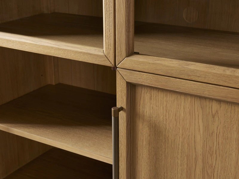 Hattie Glass-Door Oak Cabinet | Modern Farmhouse Design
