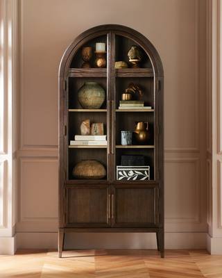 Hattie Glass-Door Oak Cabinet | Modern Farmhouse Design