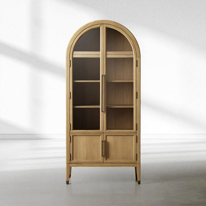 Hattie Glass-Door Oak Cabinet | Modern Farmhouse Design