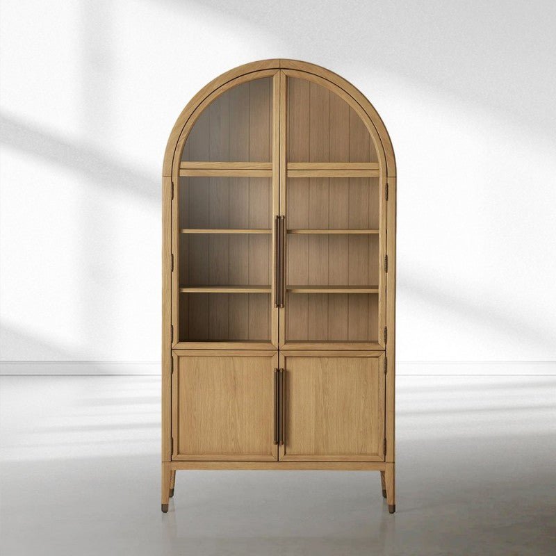 Hattie Glass-Door Oak Cabinet | Modern Farmhouse Design