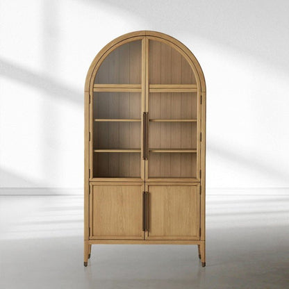 Hattie Glass-Door Oak Cabinet | Modern Farmhouse Design