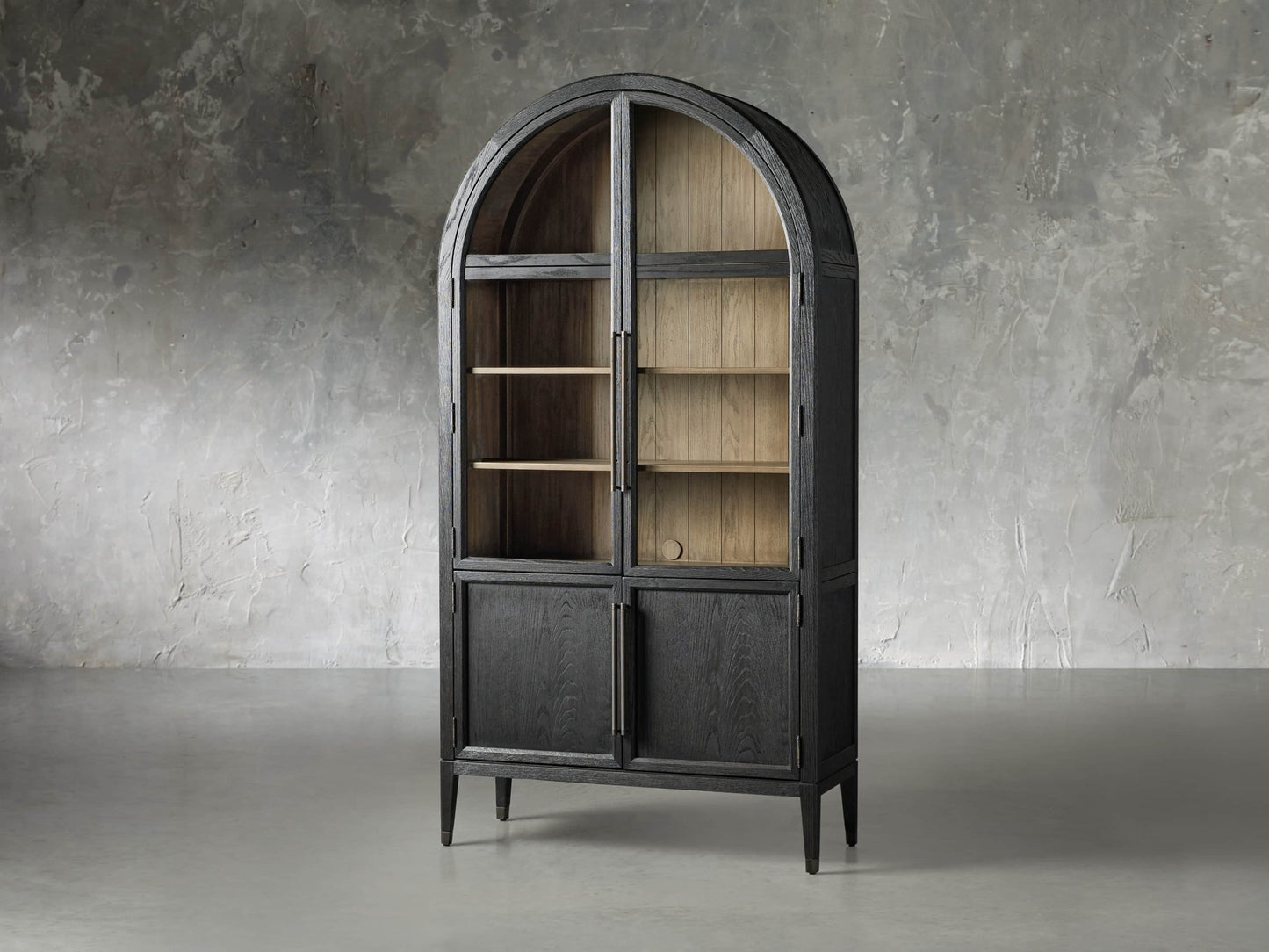 Hattie Glass-Door Oak Cabinet | Modern Farmhouse Design