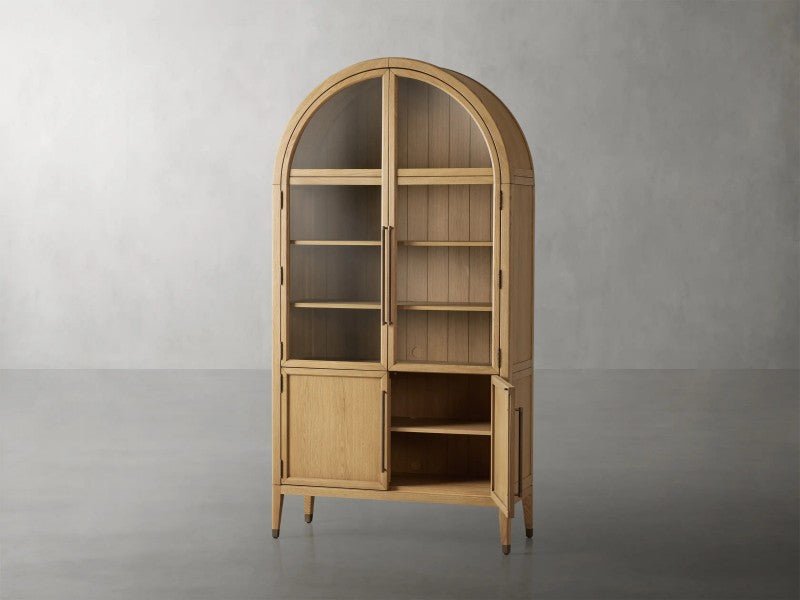 Hattie Glass-Door Oak Cabinet | Modern Farmhouse Design