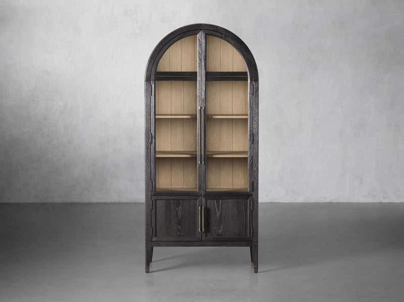 Hattie Glass-Door Oak Cabinet | Modern Farmhouse Design