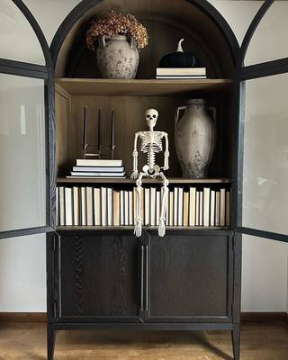 Hattie Glass-Door Oak Cabinet | Modern Farmhouse Design