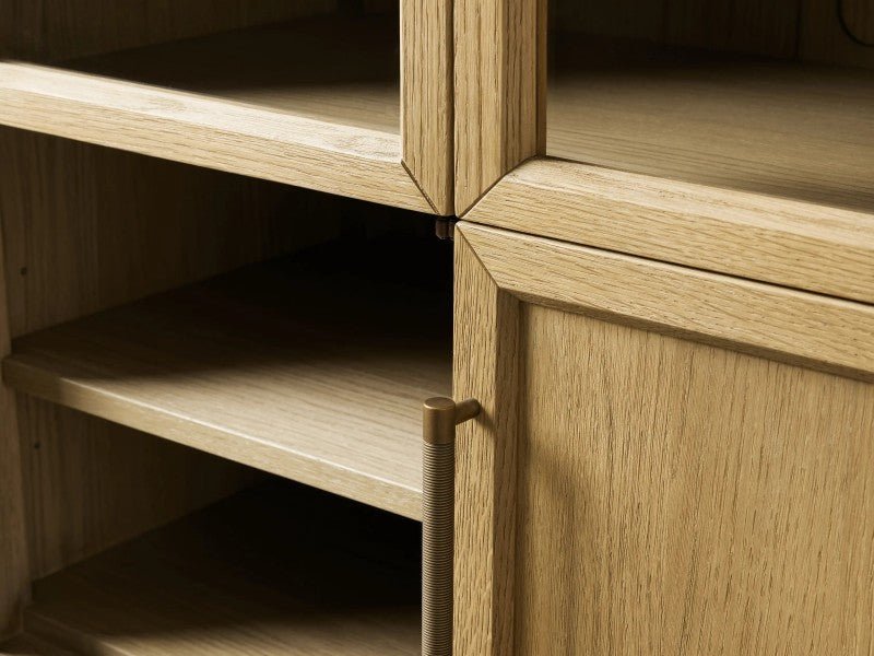 Hattie Glass-Door Oak Cabinet | Modern Farmhouse Design