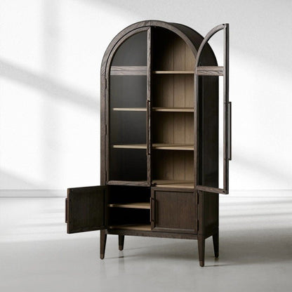 Hattie Glass-Door Oak Cabinet | Modern Farmhouse Design