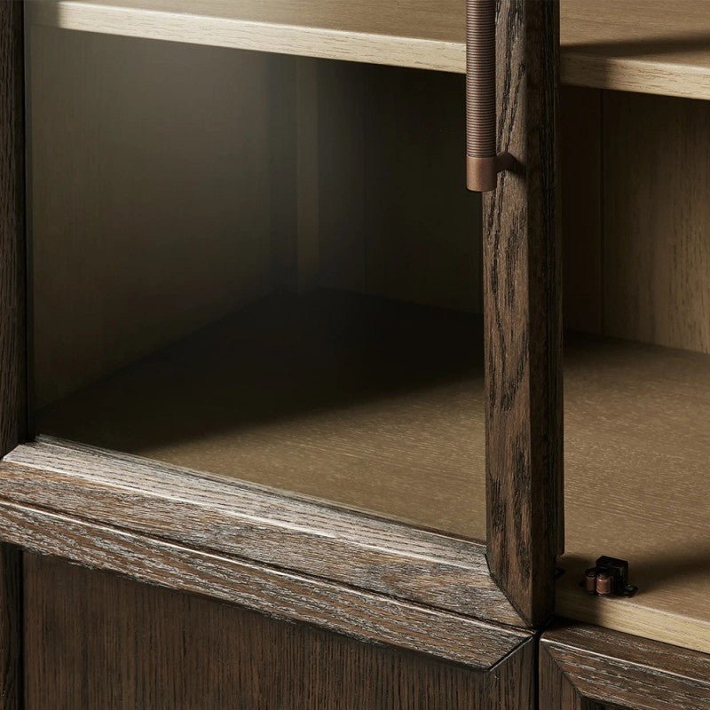 Hattie Glass-Door Oak Cabinet | Modern Farmhouse Design