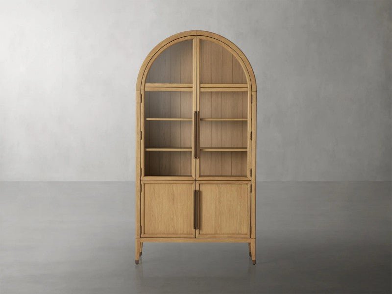 Hattie Glass-Door Oak Cabinet | Modern Farmhouse Design
