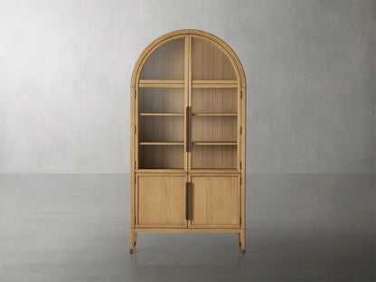 Hattie Glass-Door Oak Cabinet | Modern Farmhouse Design