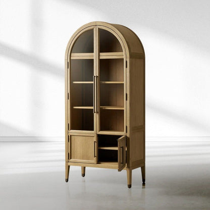 Hattie Glass-Door Oak Cabinet | Modern Farmhouse Design
