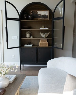Hattie Glass-Door Oak Cabinet | Modern Farmhouse Design