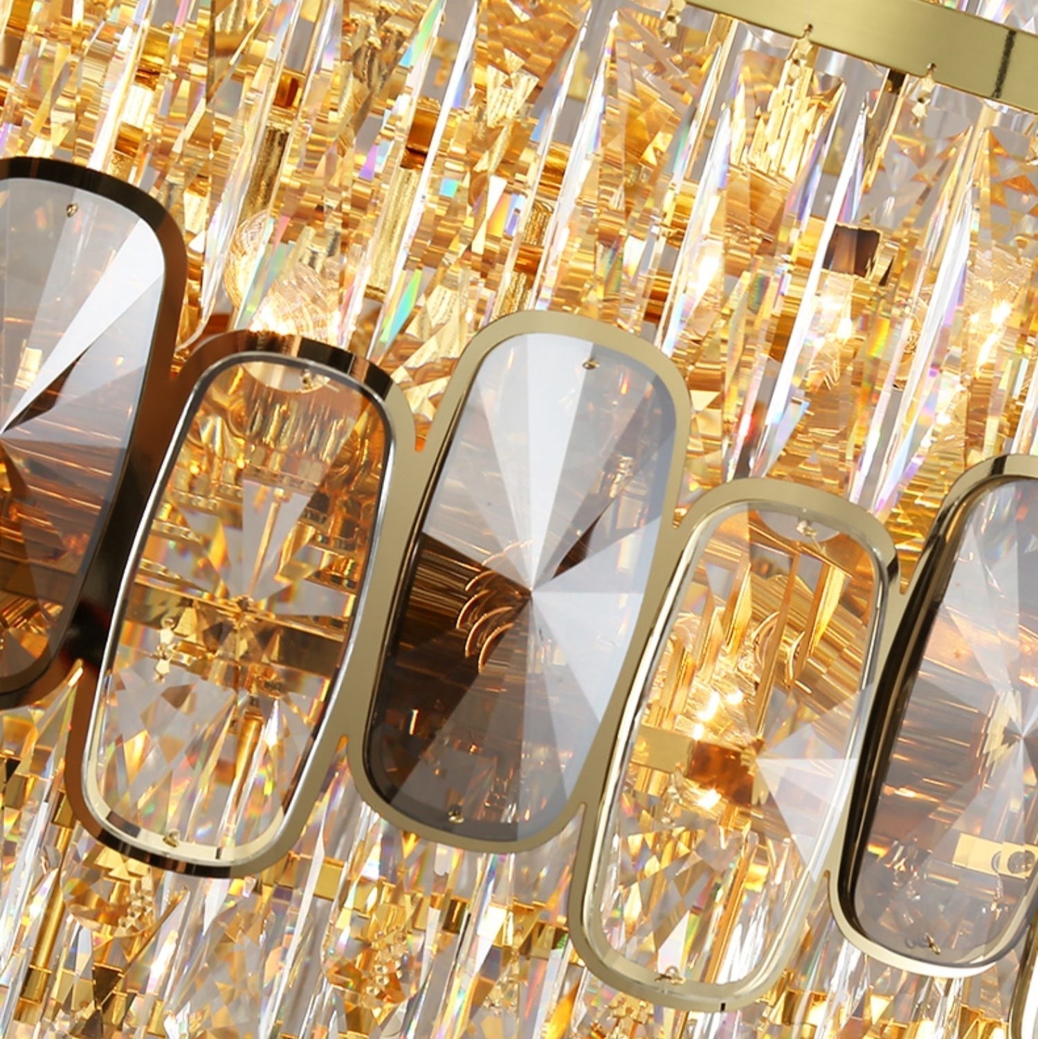 Honeycomb Shaped Ceiling Chandelier Extra Large Crystal Light Fixture For Foyer Staircase/ Entryway In Gold Finish-Nobipets