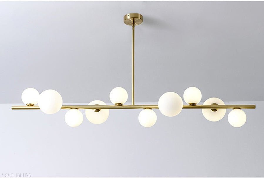 Horizontal Linear Ceiling Hanging Chandelier with Ball Lamps-Nobipets