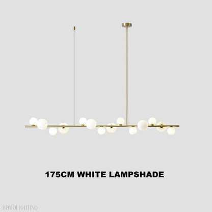 Horizontal Linear Ceiling Hanging Chandelier with Ball Lamps-Nobipets